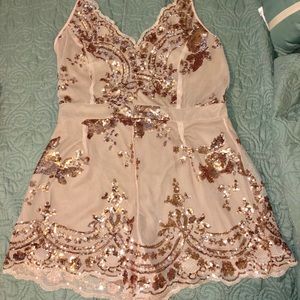 Rose gold sequin romper